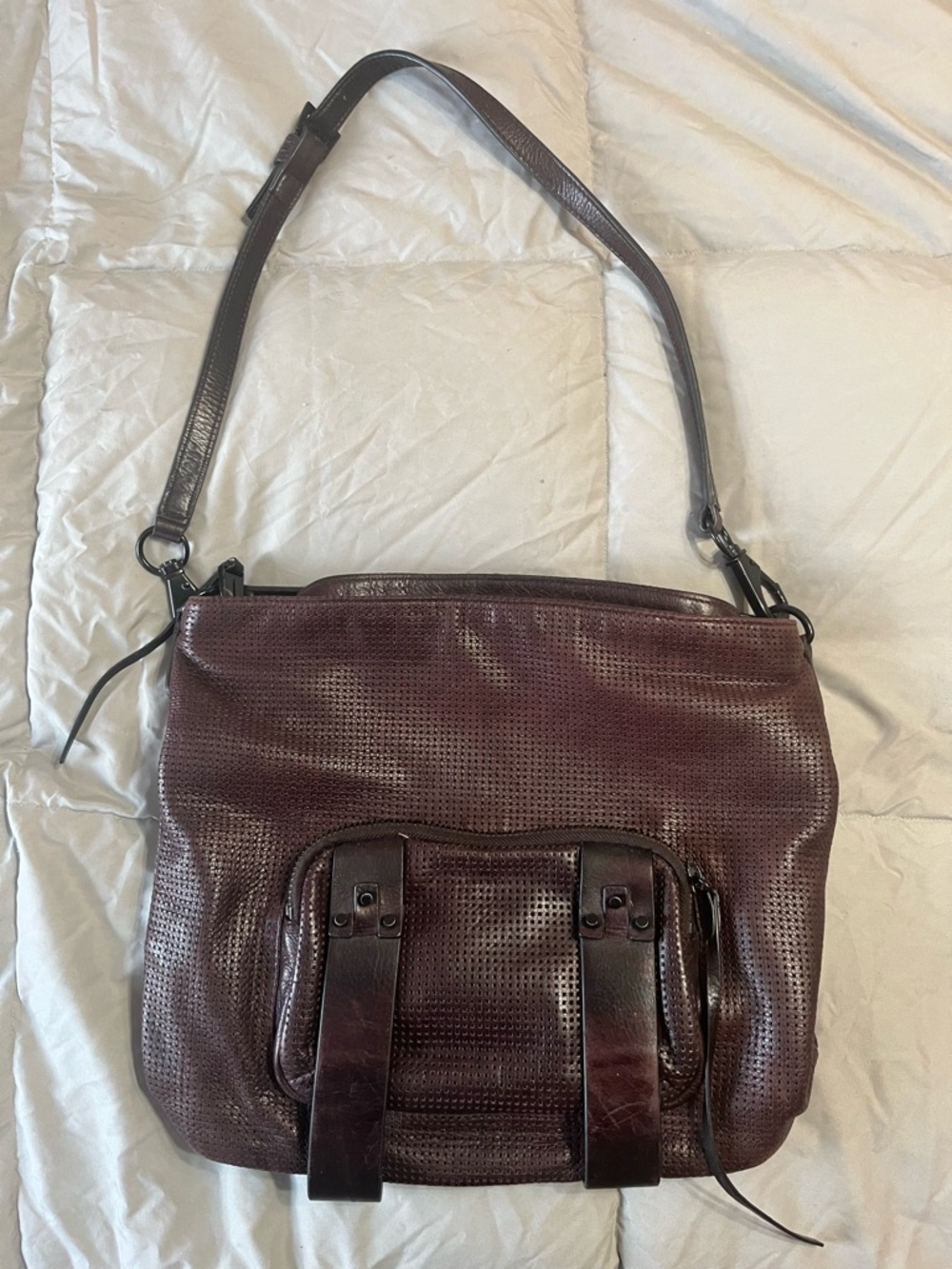 She+lo hobo leather bag crossover or shoulder and arm strap multi compartments
